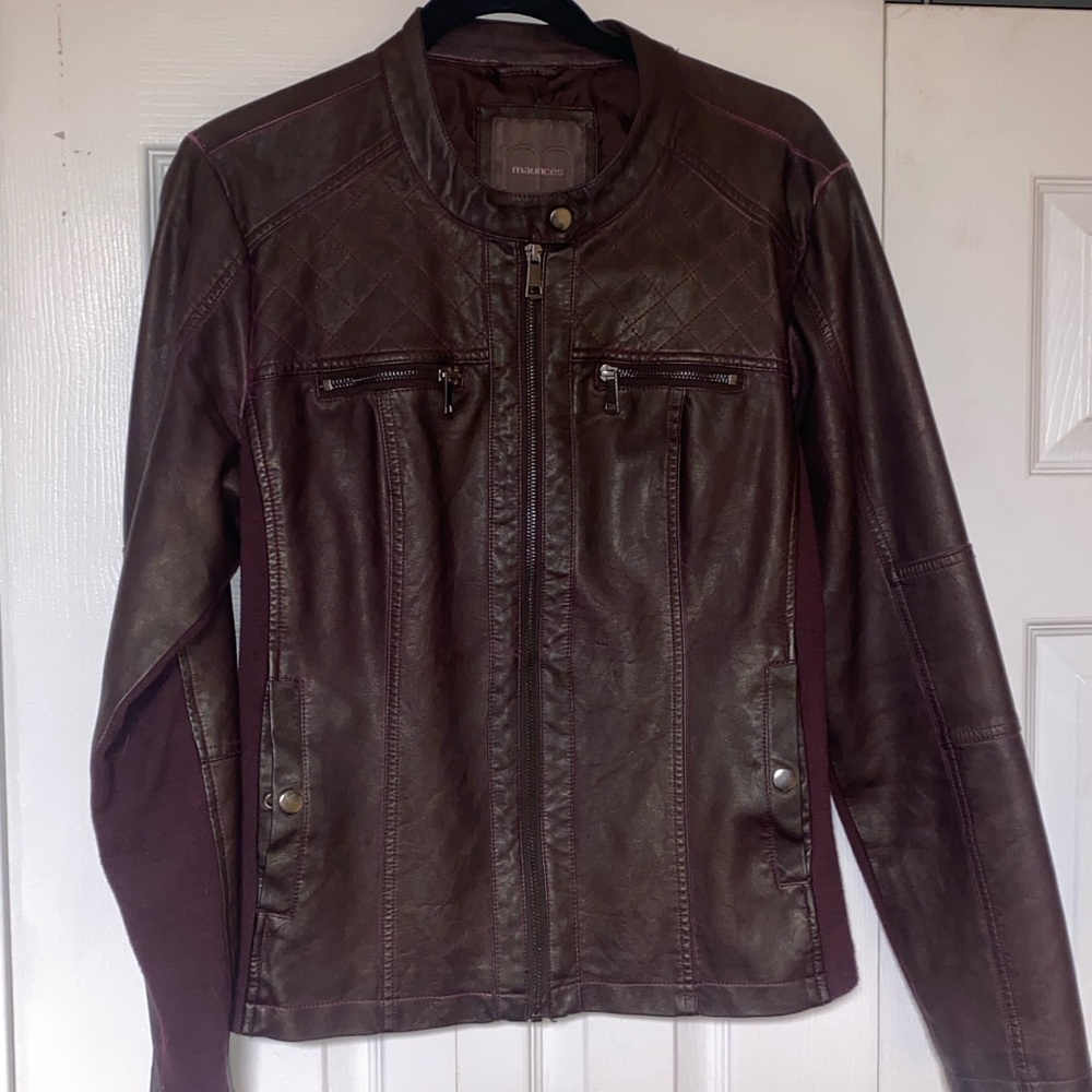 Maurices Red-Brown Pleather Jacket